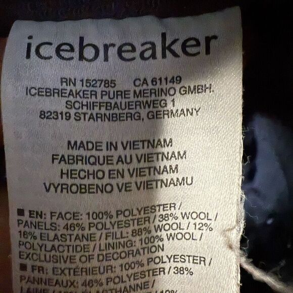 Icebreaker Men's Size Large Pure Merino Wool Black Full Zip Up Jacket Coat - Picture 2 of 6